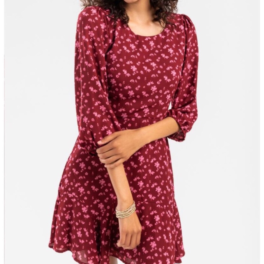 Francesca’s Wine + Pink 3/4 Sleeve Dress Jun & Ivy NWT Large